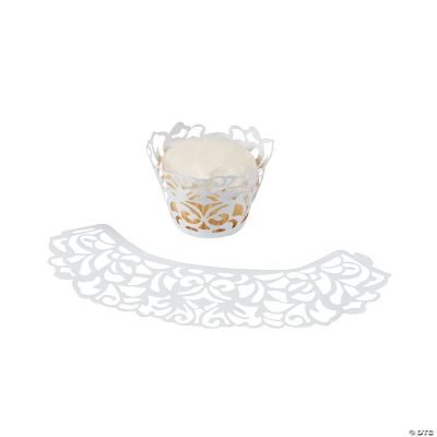 White Die Cut Cupcake Collars - 24 Pieces