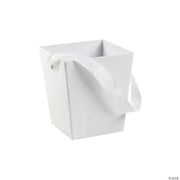 White Cardboard Bucket W/Ribbon Handle - 6 Pieces