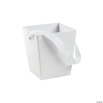White Cardboard Bucket W/Ribbon Handle - 6 Pieces