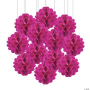 Hot Pink 8" Tissue Balls - 12 Pieces