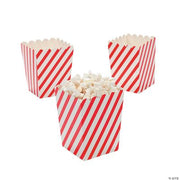 Mini Red/White Striped Popcorn Box - 24 Pieces
