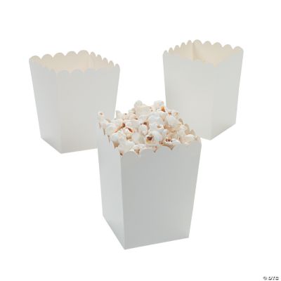 Mini White Popcorn Boxes - 24 Pieces
