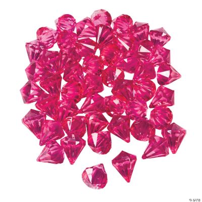 Hot Pink Acrylic Gems - 25 Pieces