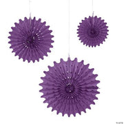 Purple Tissue Hanging Fan Asst - 12 Pieces