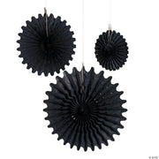 Black Tissue Hanging Fan Asst - 12 Pieces