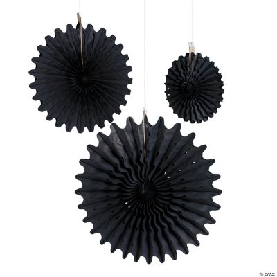 Black Tissue Hanging Fan Asst - 12 Pieces