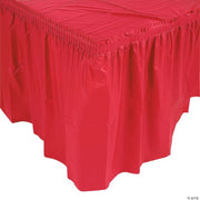 Red Plastic Pleated Tableskirt - 1 Piece