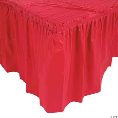 Red Plastic Pleated Tableskirt - 1 Piece