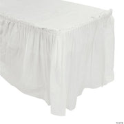 White Plastic Pleated Tableskirt - 1 Piece