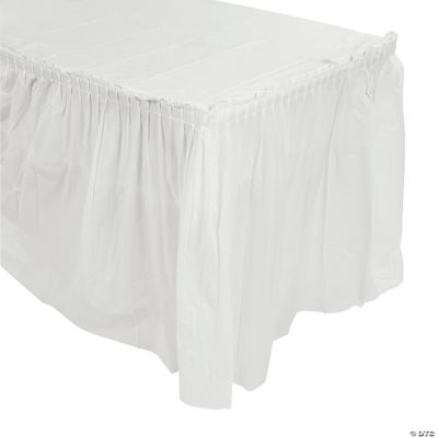White Plastic Pleated Tableskirt - 1 Piece