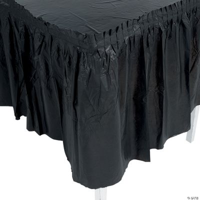 Black Plastic Pleated Tableskirt - 1 Piece