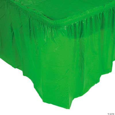 Green Plastic Pleated Tableskirt - 1 Piece