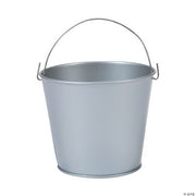 3" Silver Metal Pails W/Handles - 12 Pieces