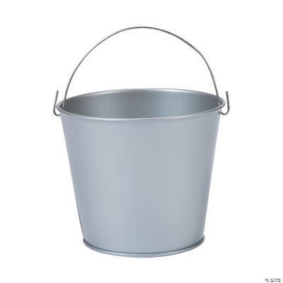3" Silver Metal Pails W/Handles - 12 Pieces