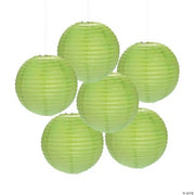 Lime Green Hanging Paper Lanterns - 6 Pieces