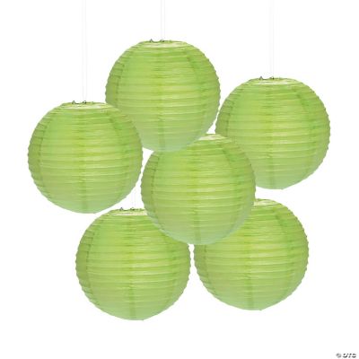 Lime Green Hanging Paper Lanterns - 6 Pieces