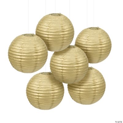 Gold Paper Lanterns - 6 Pieces