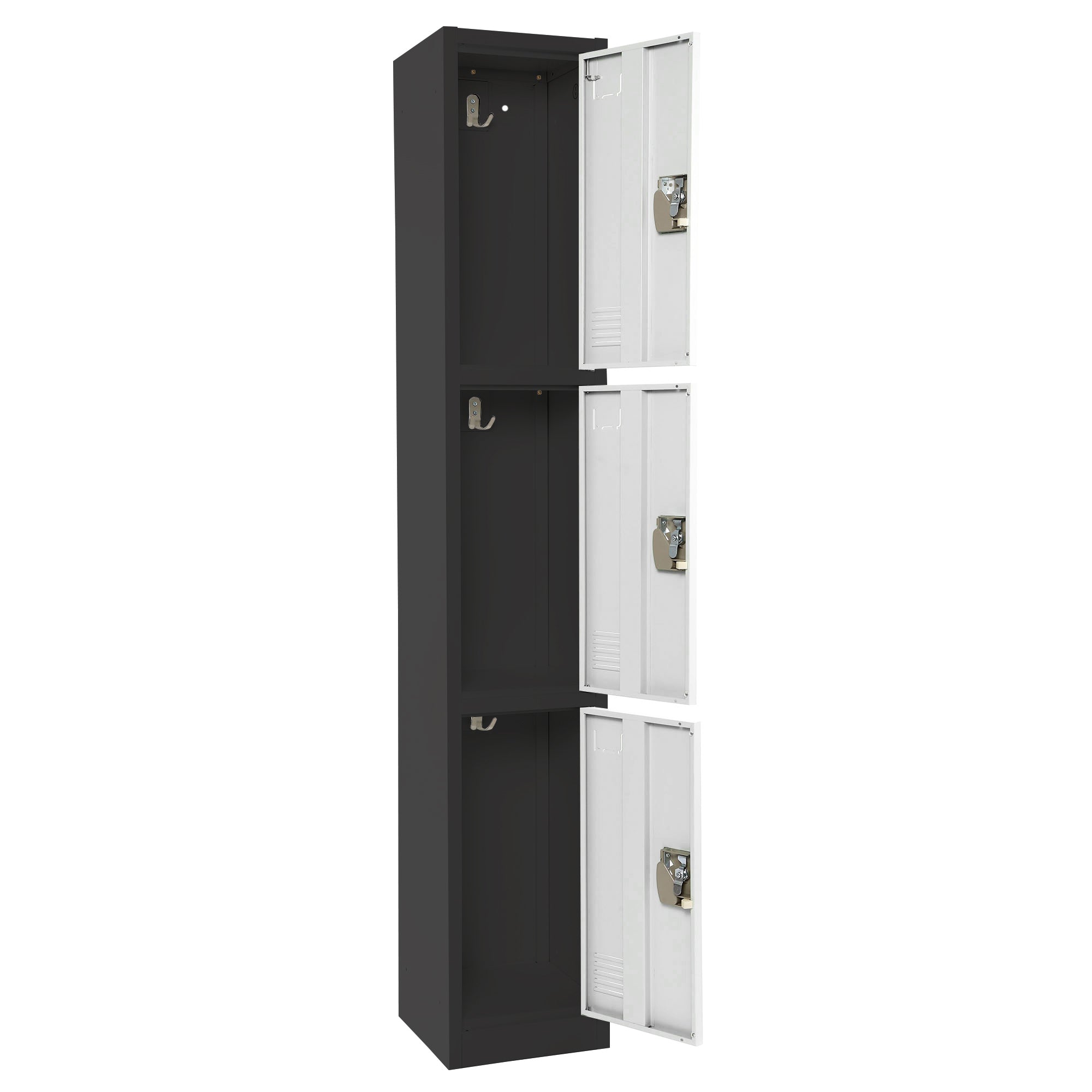 Large 3 Door Locker – Black Body With White Doors 4-Pack