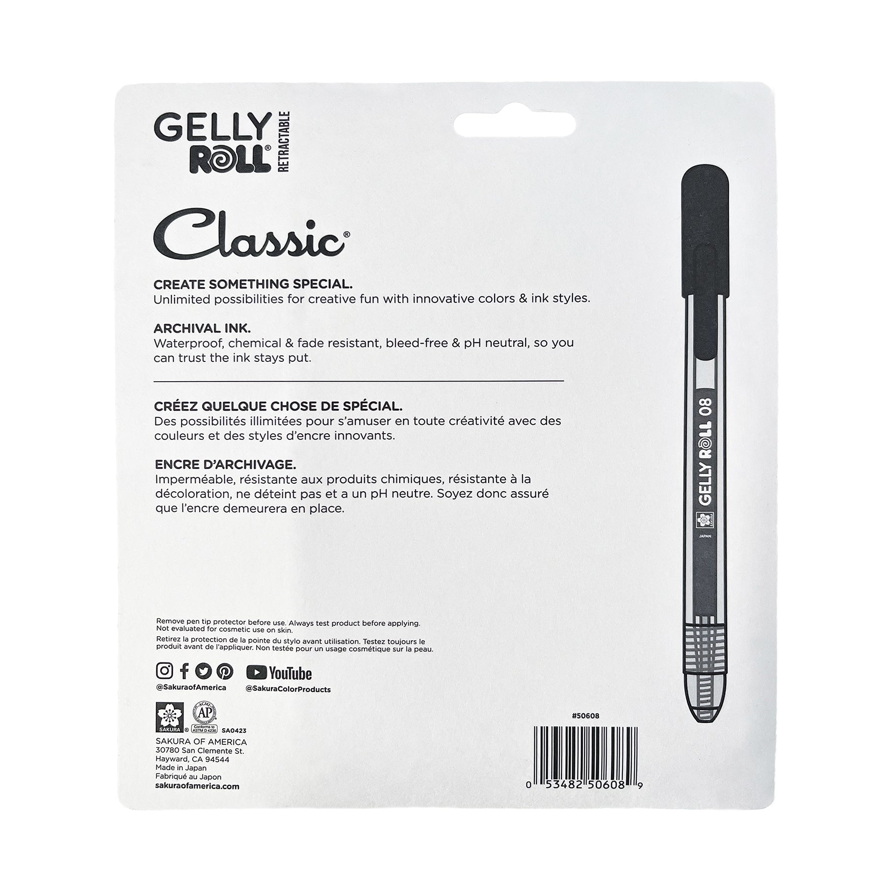 Retractable Classic Gel Pens, 08 Medium Point, Assorted Colors, 10-Pack, Blister Card