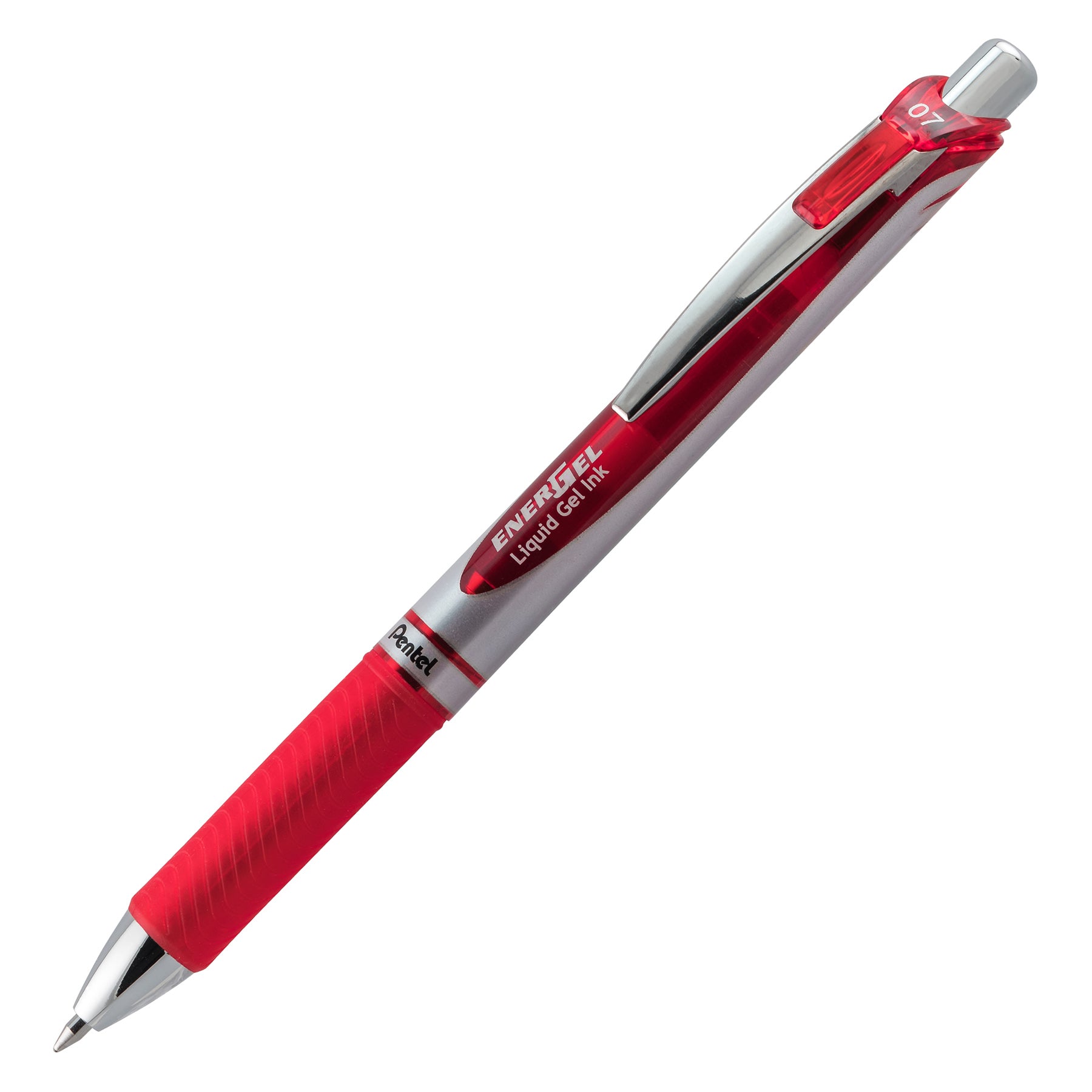 EnerGel RTX Retractable Liquid Gel Pen, (0.7mm) Metal Tip, Medium Line, Red Ink, 1 Dozen