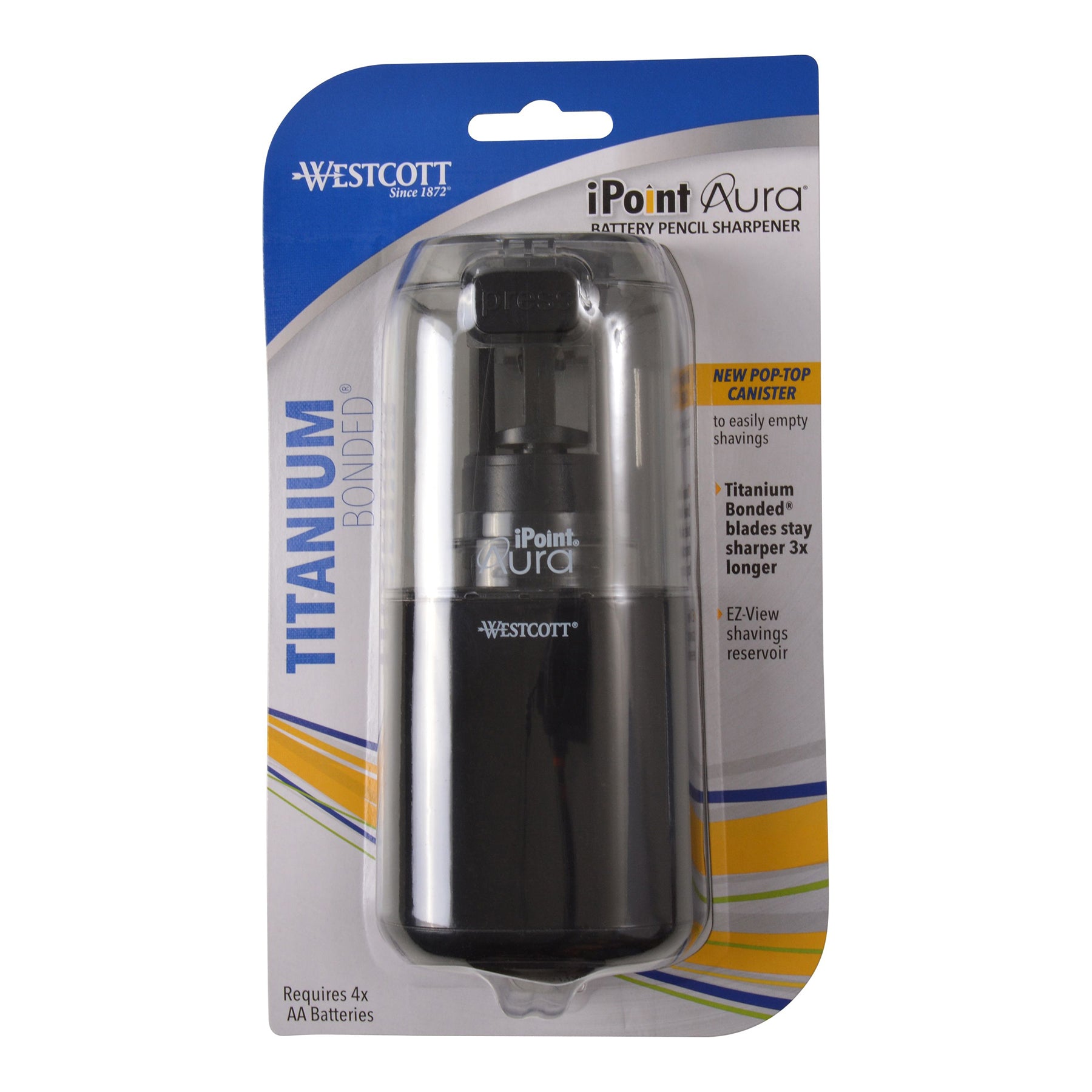 iPoint® AURA Battery Pencil Sharpener, Assorted Colors (No Color Choice)