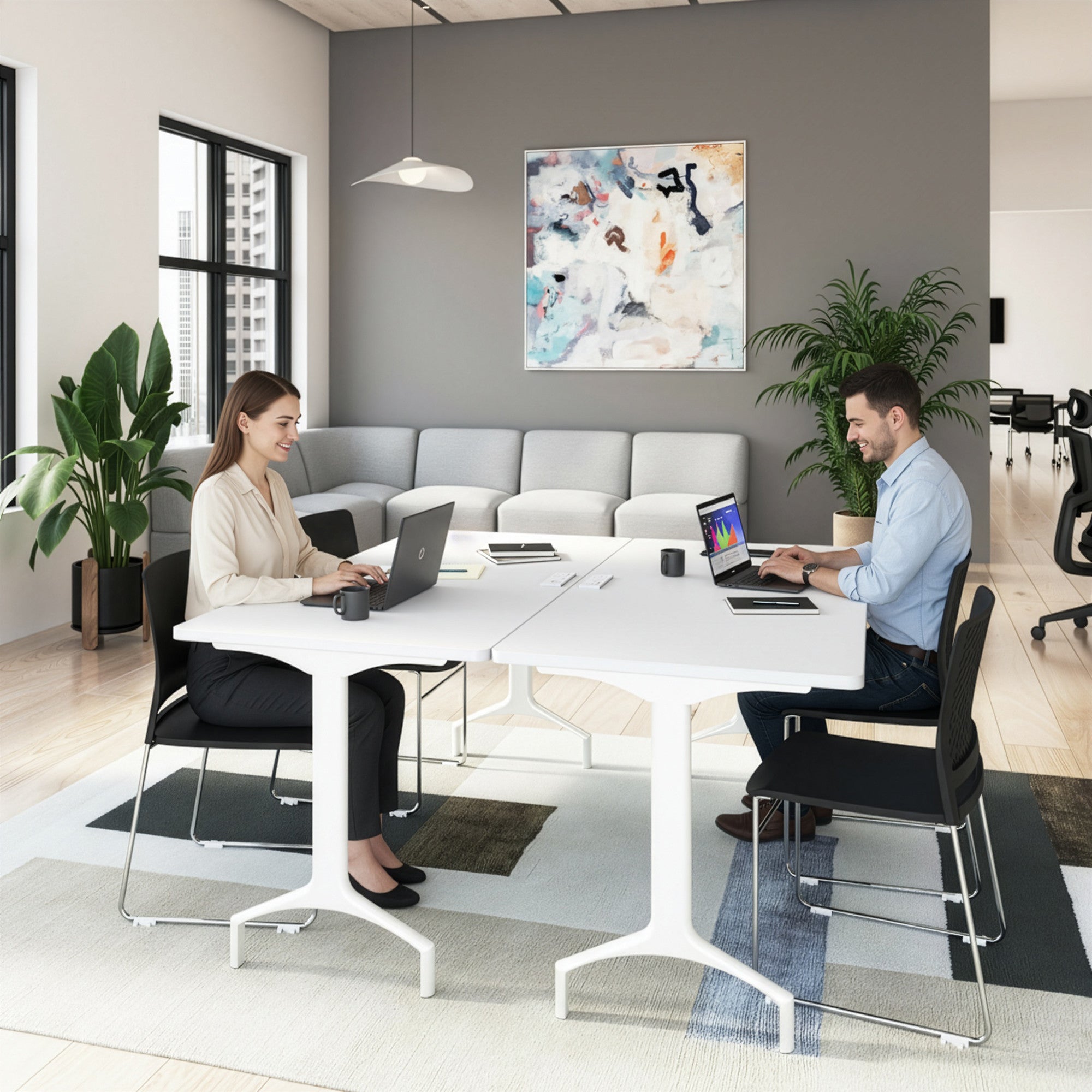 Bush Business Furniture Synergy 72-inch Rectangle Modular Office Conference Table in White - 71.02" Width x 29.37" Depth x 29.62" Height