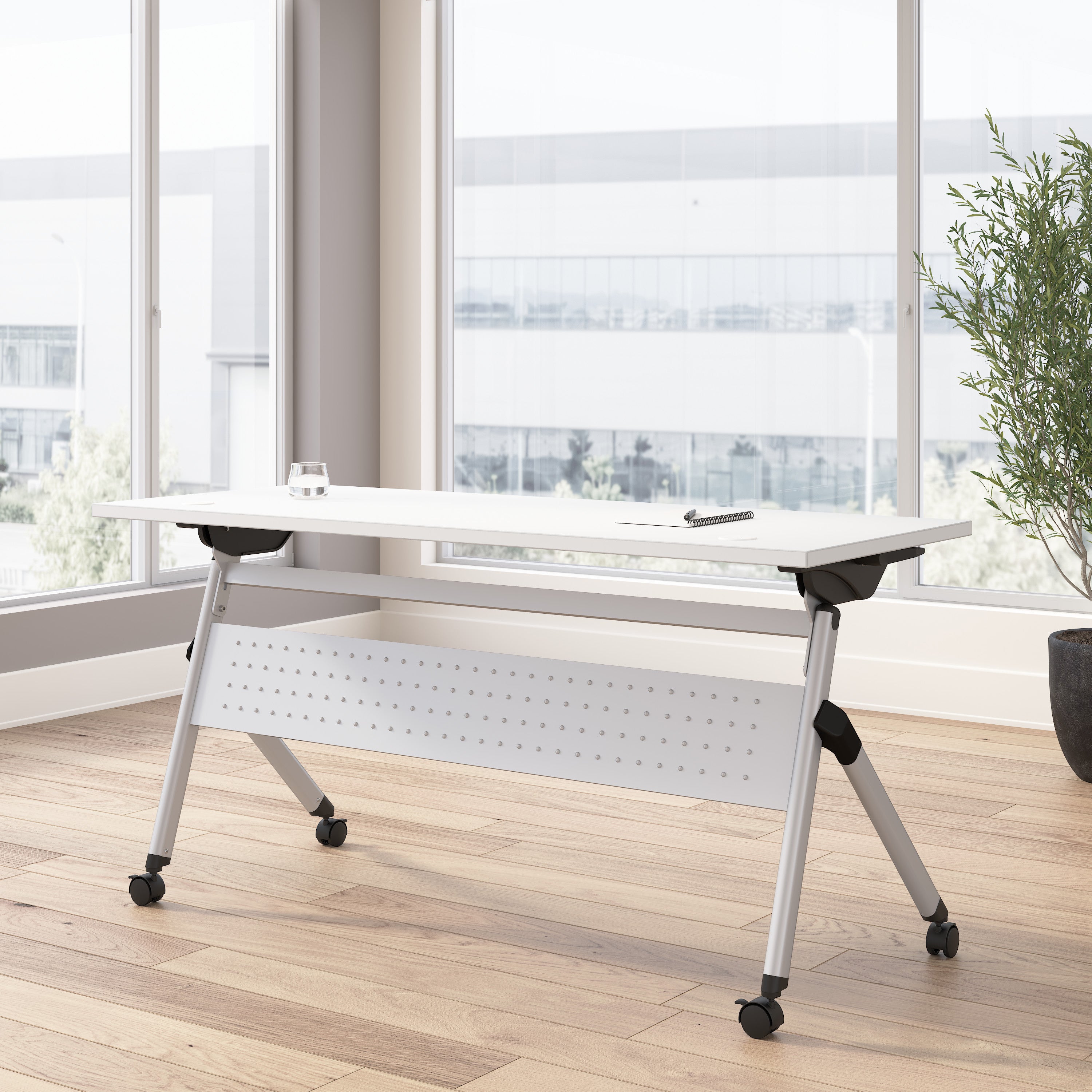 Bush Business Furniture Envision 60W Folding Training Table in White - 59.45" Width x 23.54" Depth x 29.62" Height