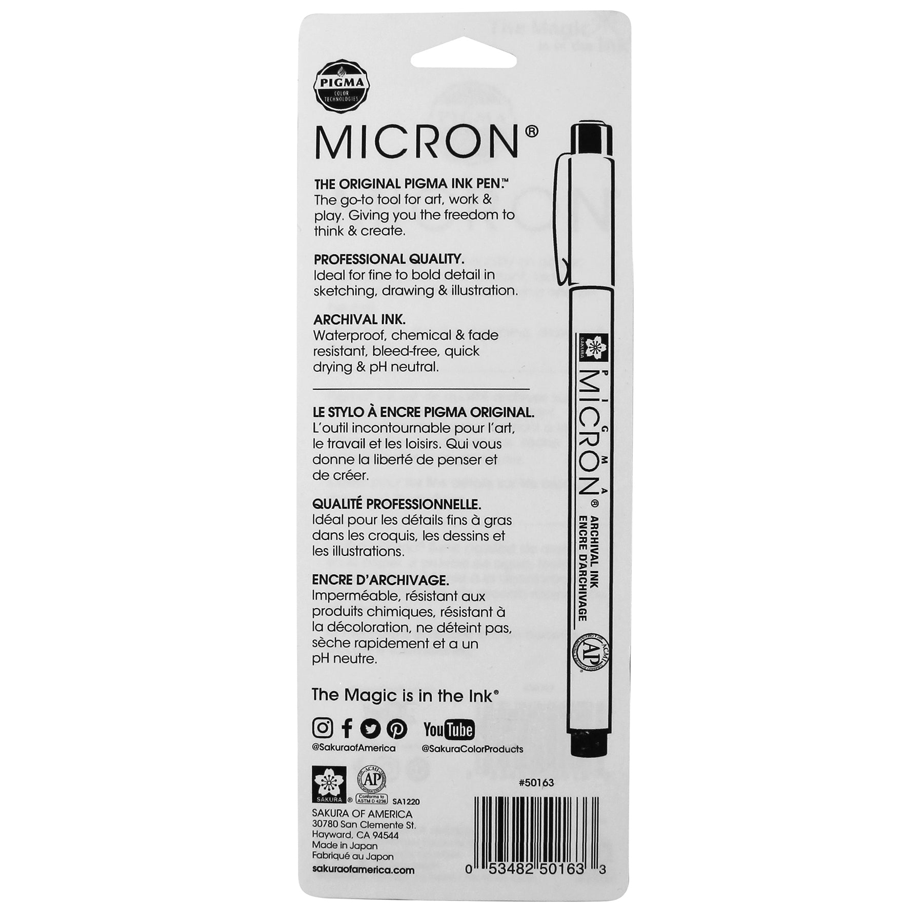Pigma Micron Pens, Cool Gray, Assorted Sizes, 3-Piece Set, Blister Card