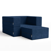 Jaxx Zipline Convertible Sleeper Futon Chair & Ottoman with Machine-Washable Cover, Indigo
