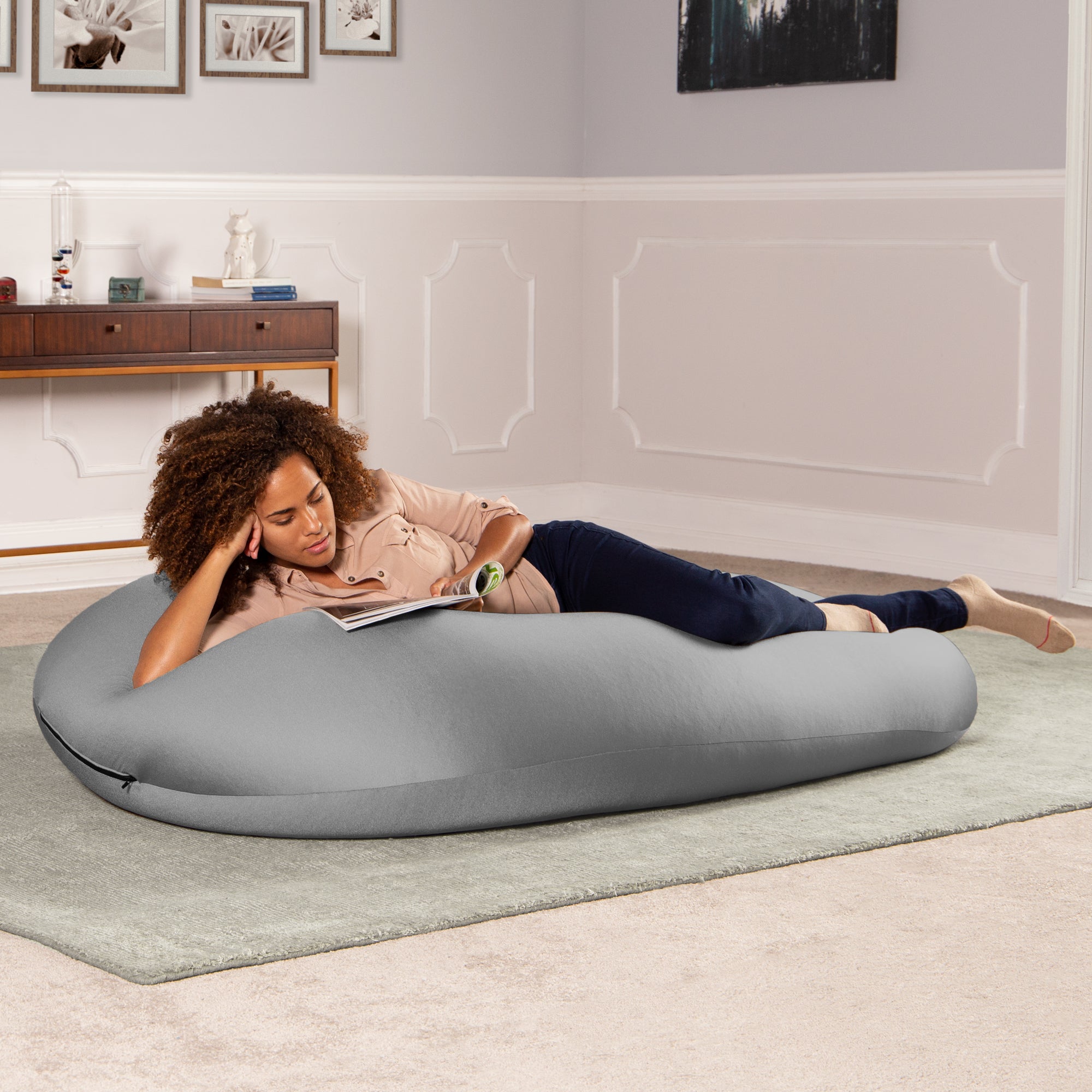 Nimbus Spandex Bean Bag Chair, Large, Silver
