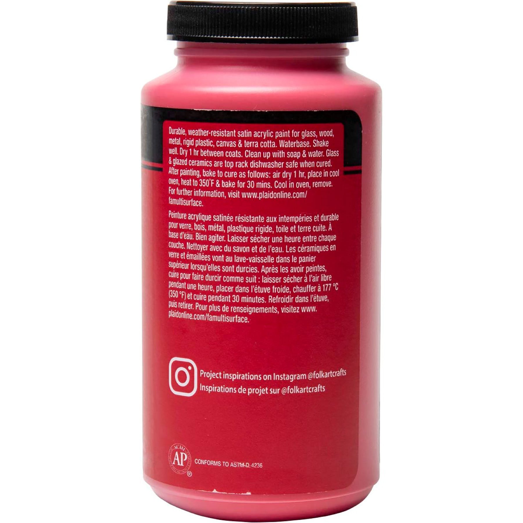 Acrylic Paint Multi-Surface Satin, 16oz., Apple Red
