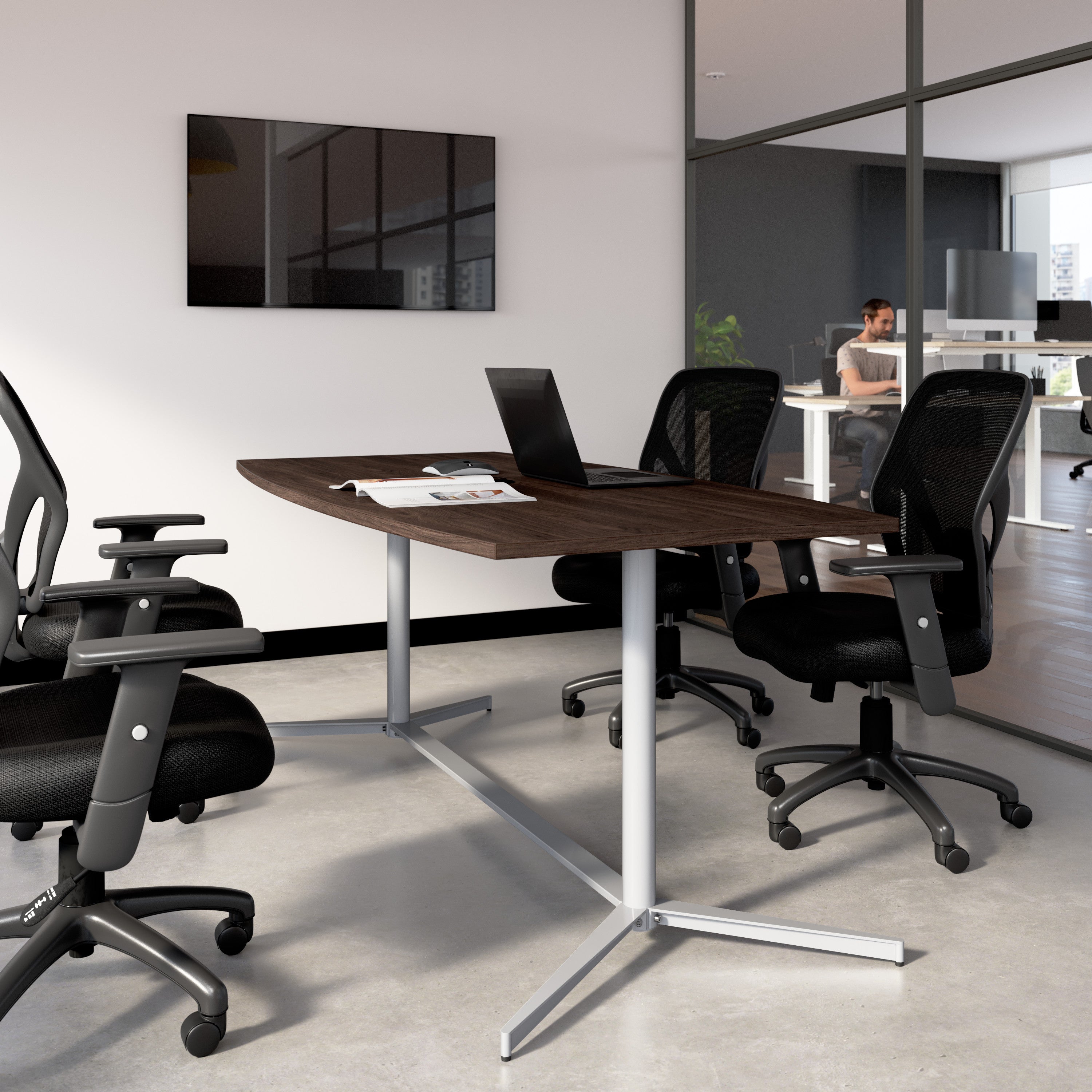 Bush Business Furniture 72-inch Office Conference Table with Metal Base in Black Walnut - 73.25" Width x 35.98" Depth x 30.28" Height