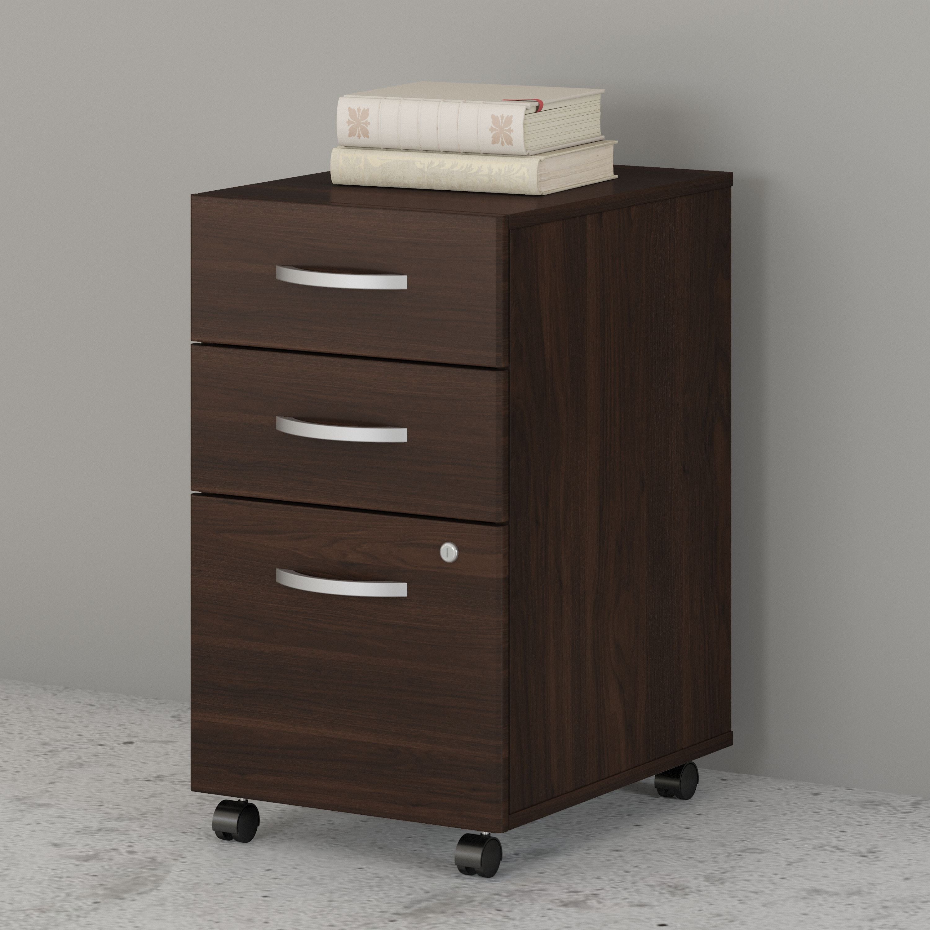 Bush Business Furniture Studio C 3 Drawer Mobile File Cabinet in Black Walnut - 15.71" Width x 20.2" Depth x 27.79" Height