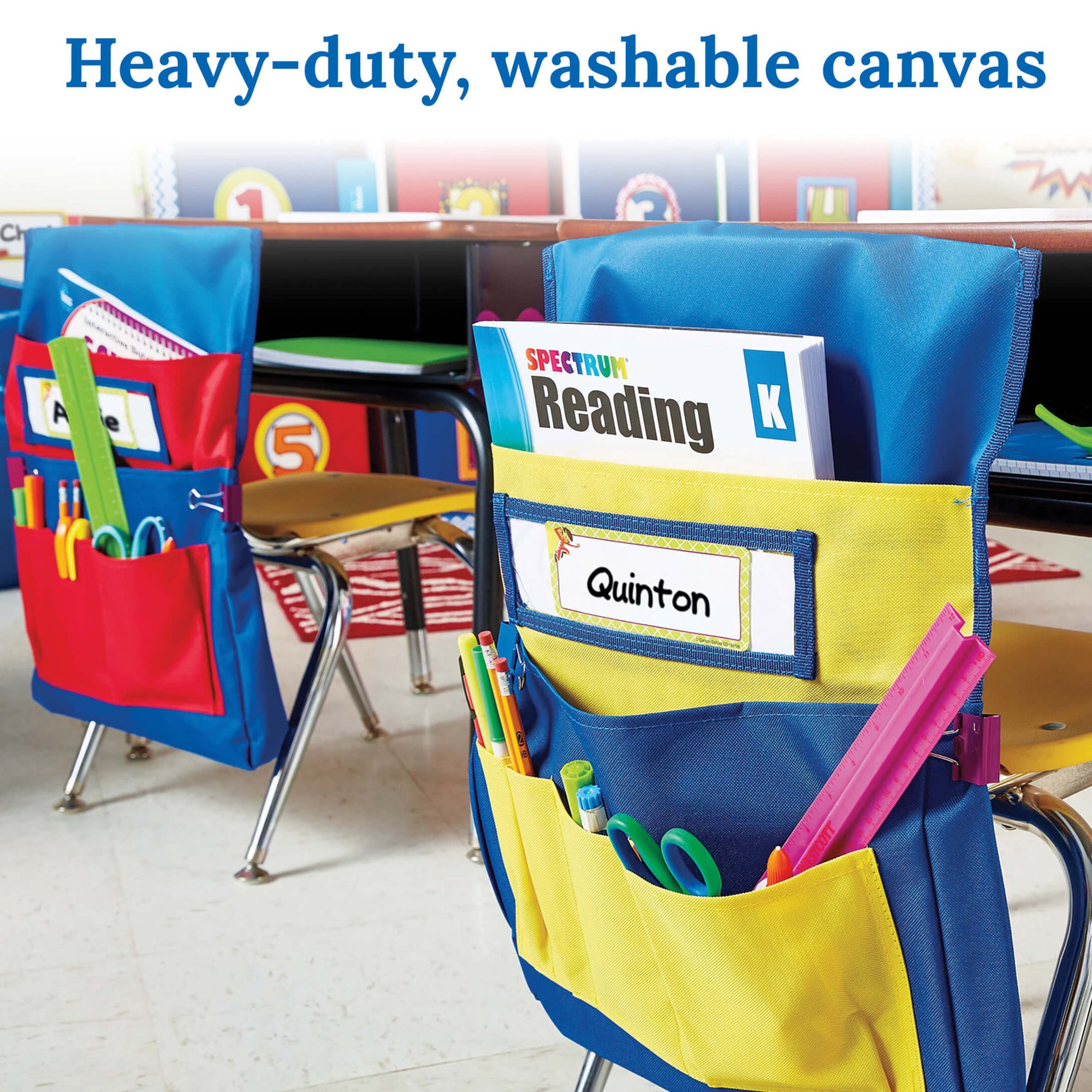 Chairback Buddy™ Pocket Chart, Blue/Red