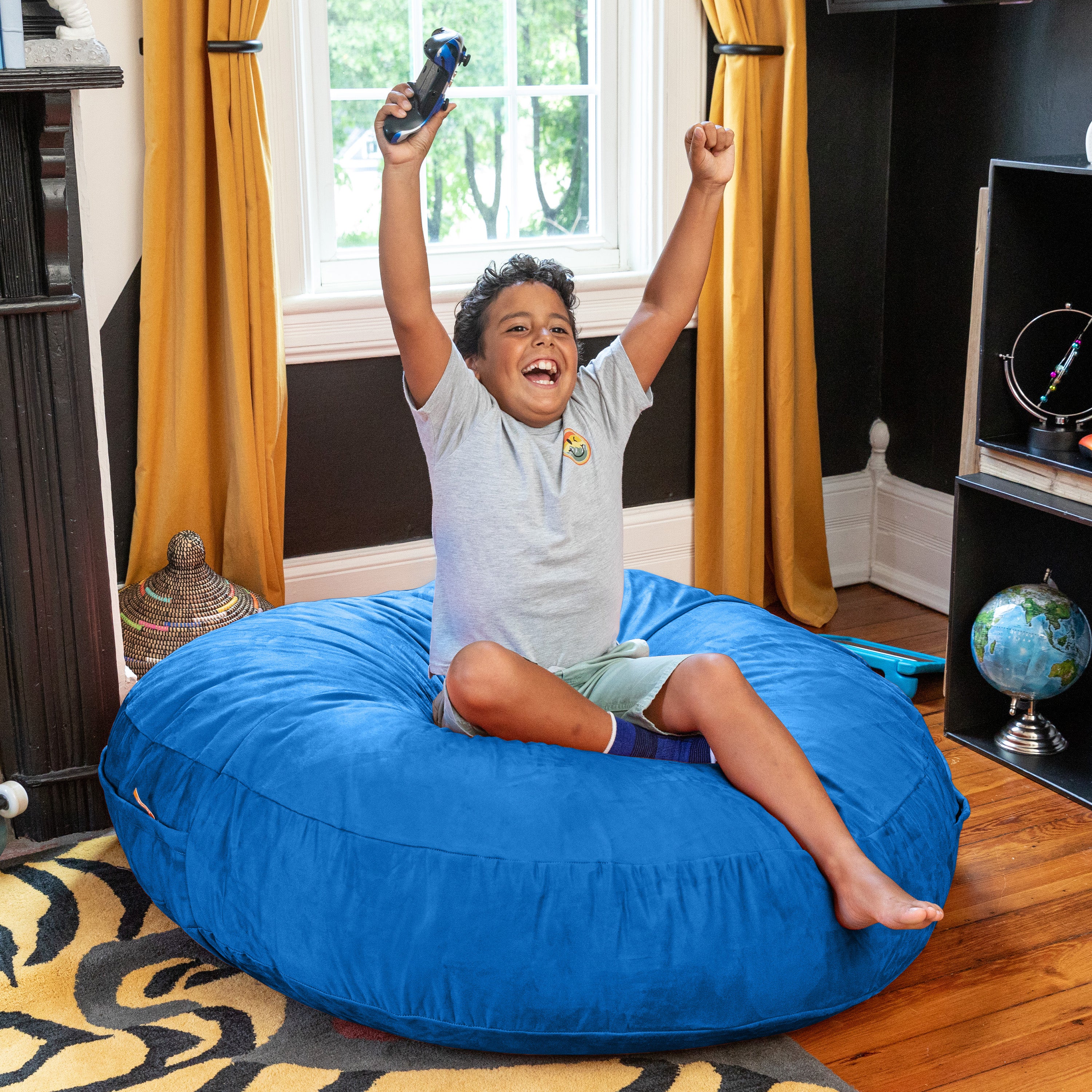 Jaxx Cocoon 4 Foot Bean Bag Chair and Crash Pad, Blueberry