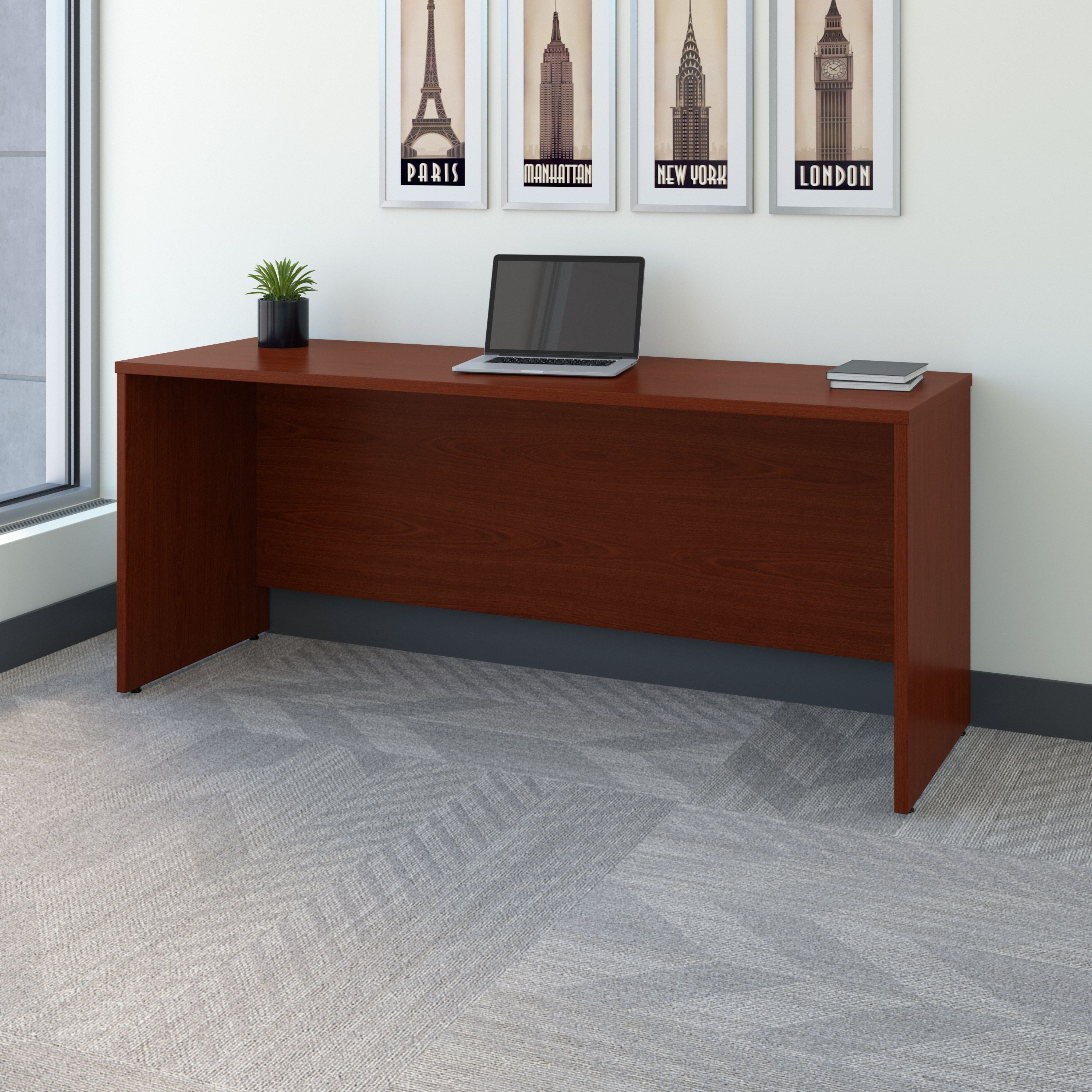 Bush Business Furniture Series C 72W x 24D Credenza Desk in Mahogany - 71.02" Width x 23.35" Depth x 29.84" Height
