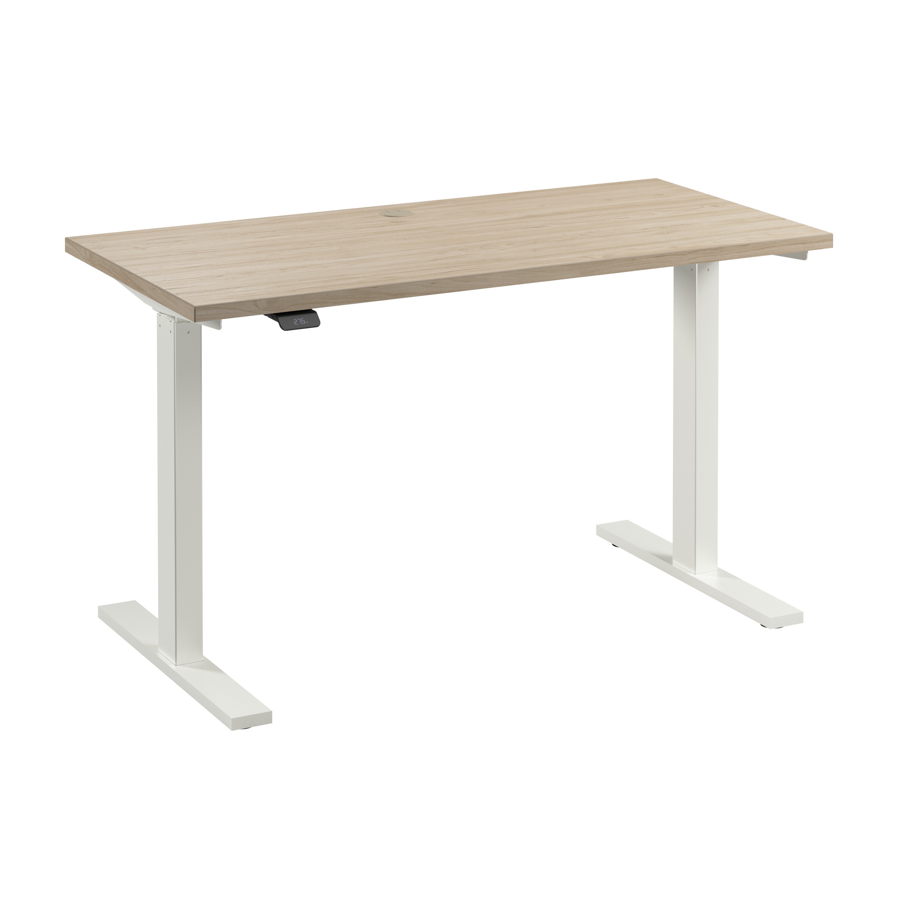 Bush Business Furniture Move 60 Series 48W x 24D Electric Height Adjustable Standing Desk in Natural Elm with White Base - 47.6" Width x 23.62" Depth x 27.44" Height