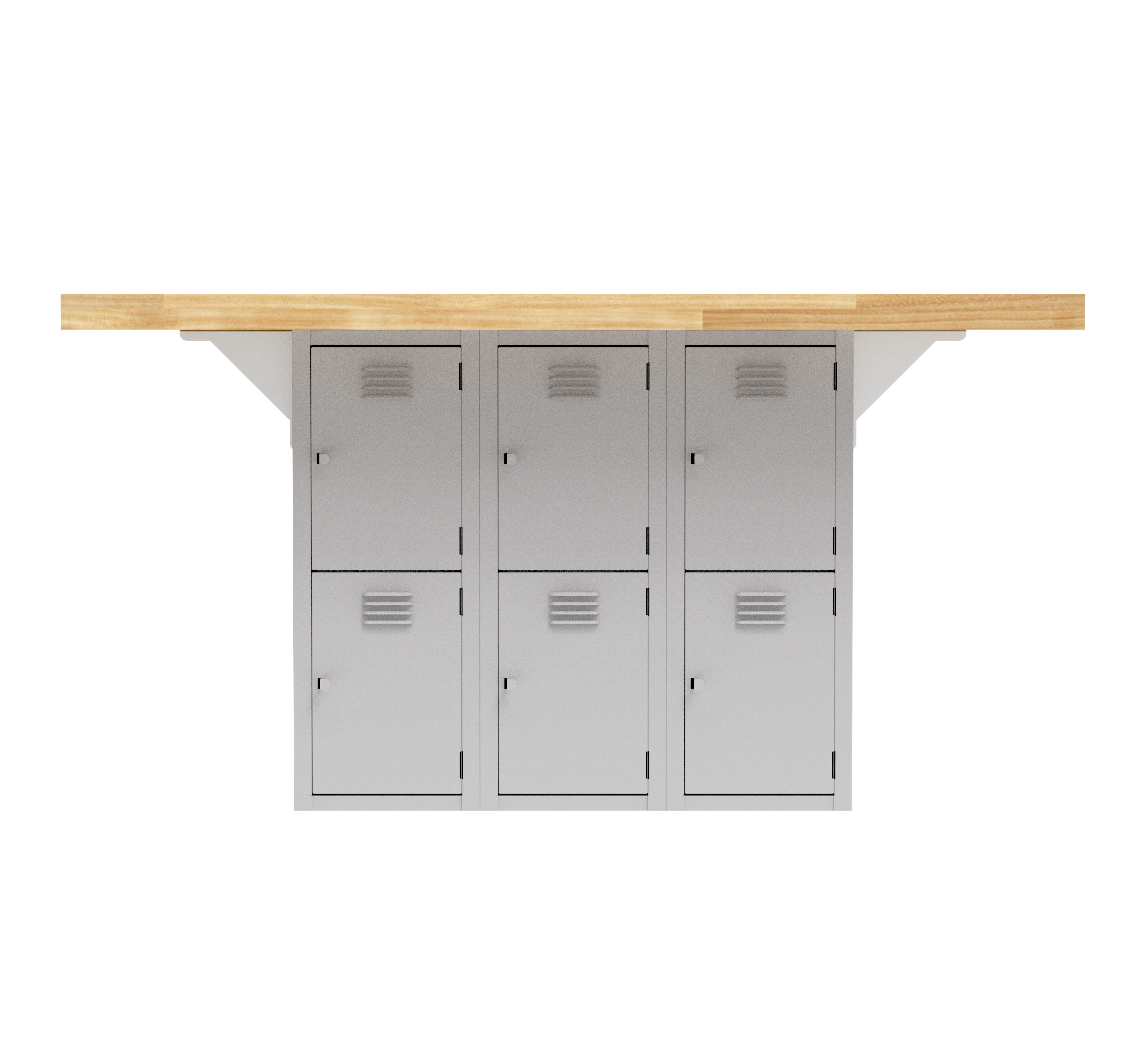Forum Industrial Arts Four-Station Workbench with Steel Lockers W/O Vises
