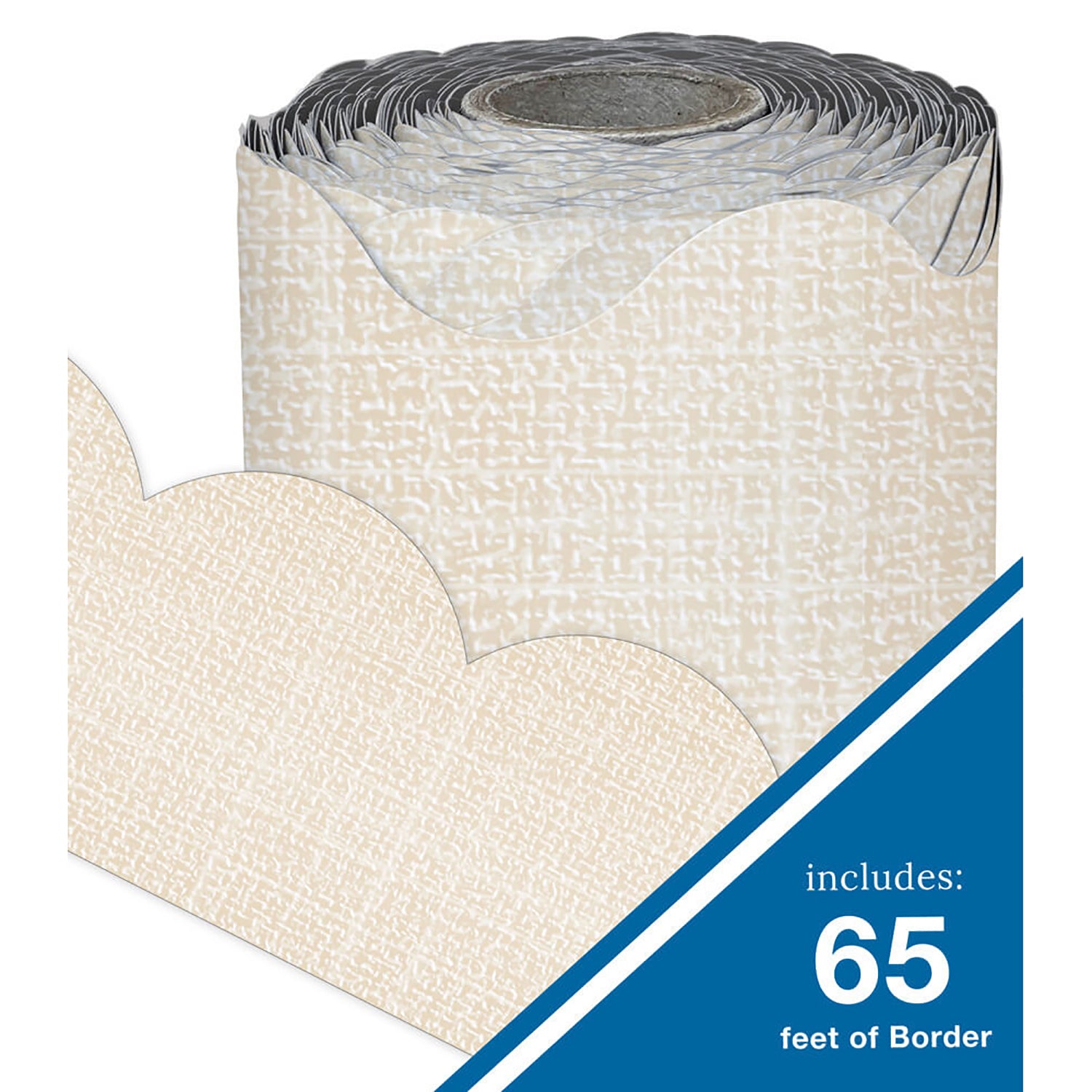 Linen Rolled Scalloped Borders, 65 Feet