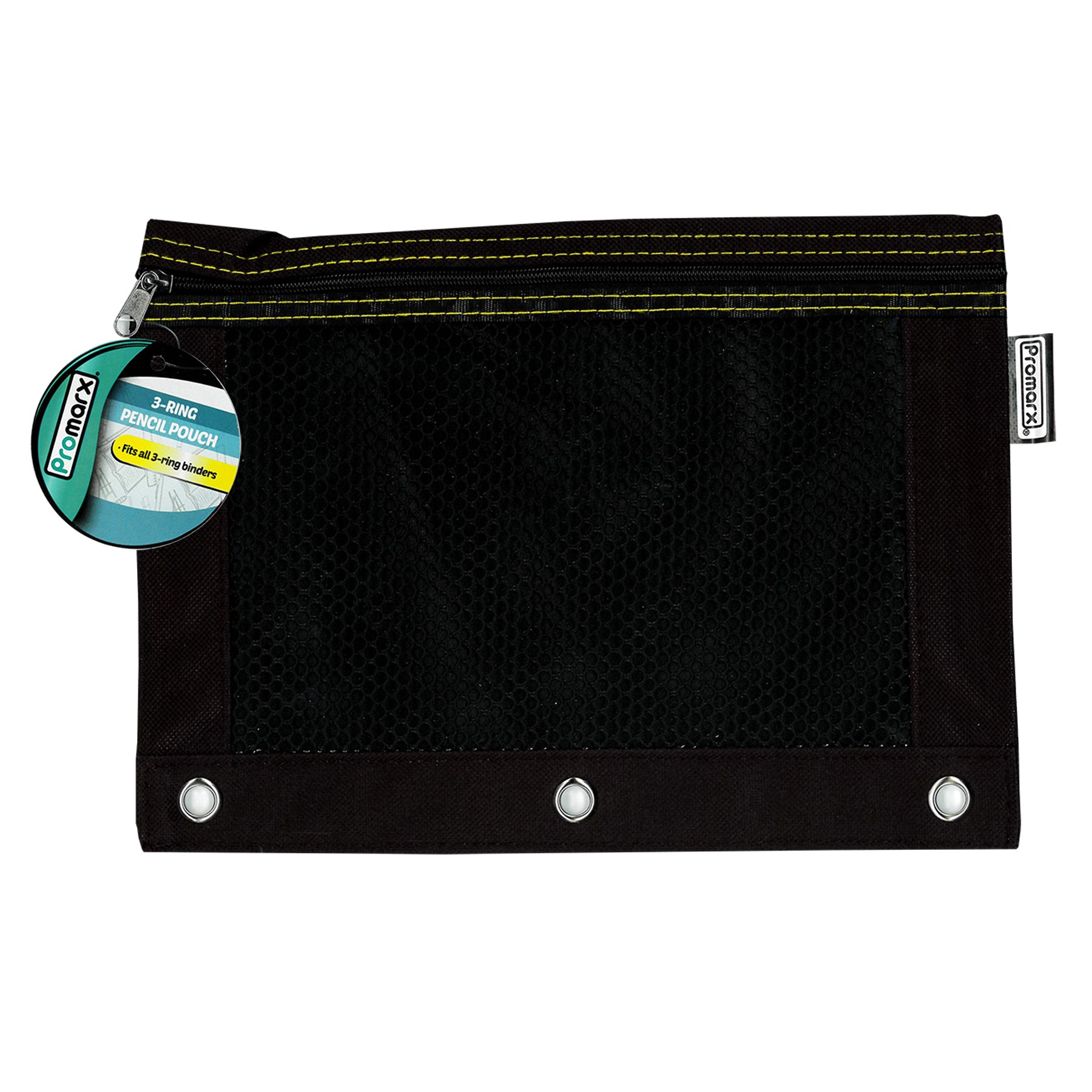 3 Ring Pencil Pouch With Mesh Window, 10" x 7.5", Assorted Colors