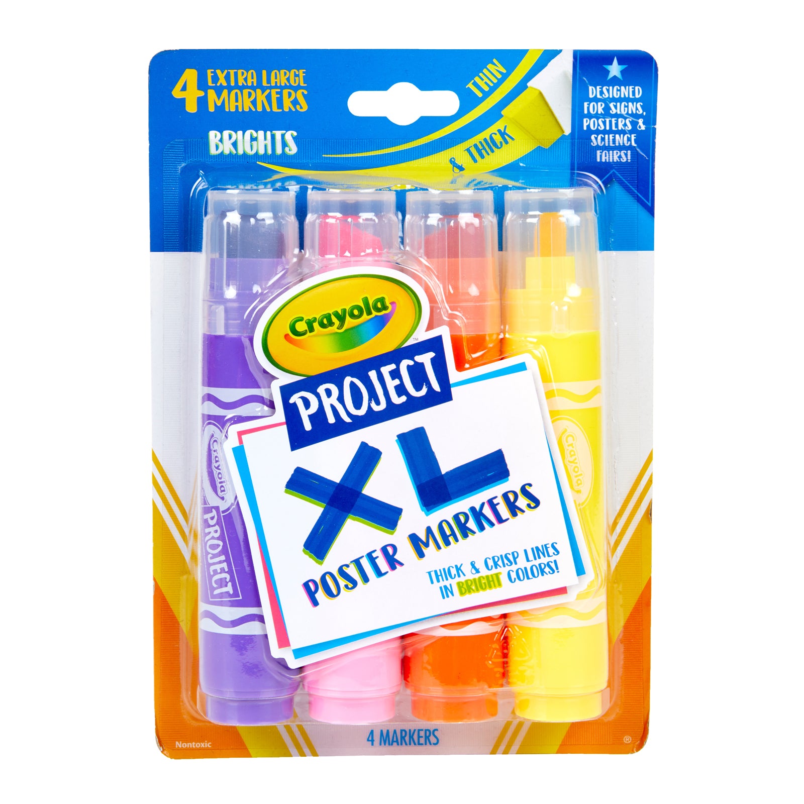 Project XL Poster Markers, Bold & Bright, 4 Count