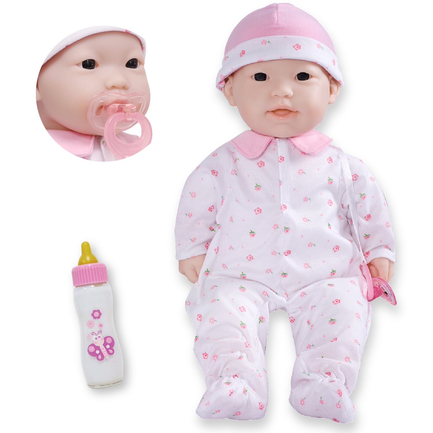 La Baby Soft 16" Baby Doll, Pink with Pacifier, Asian