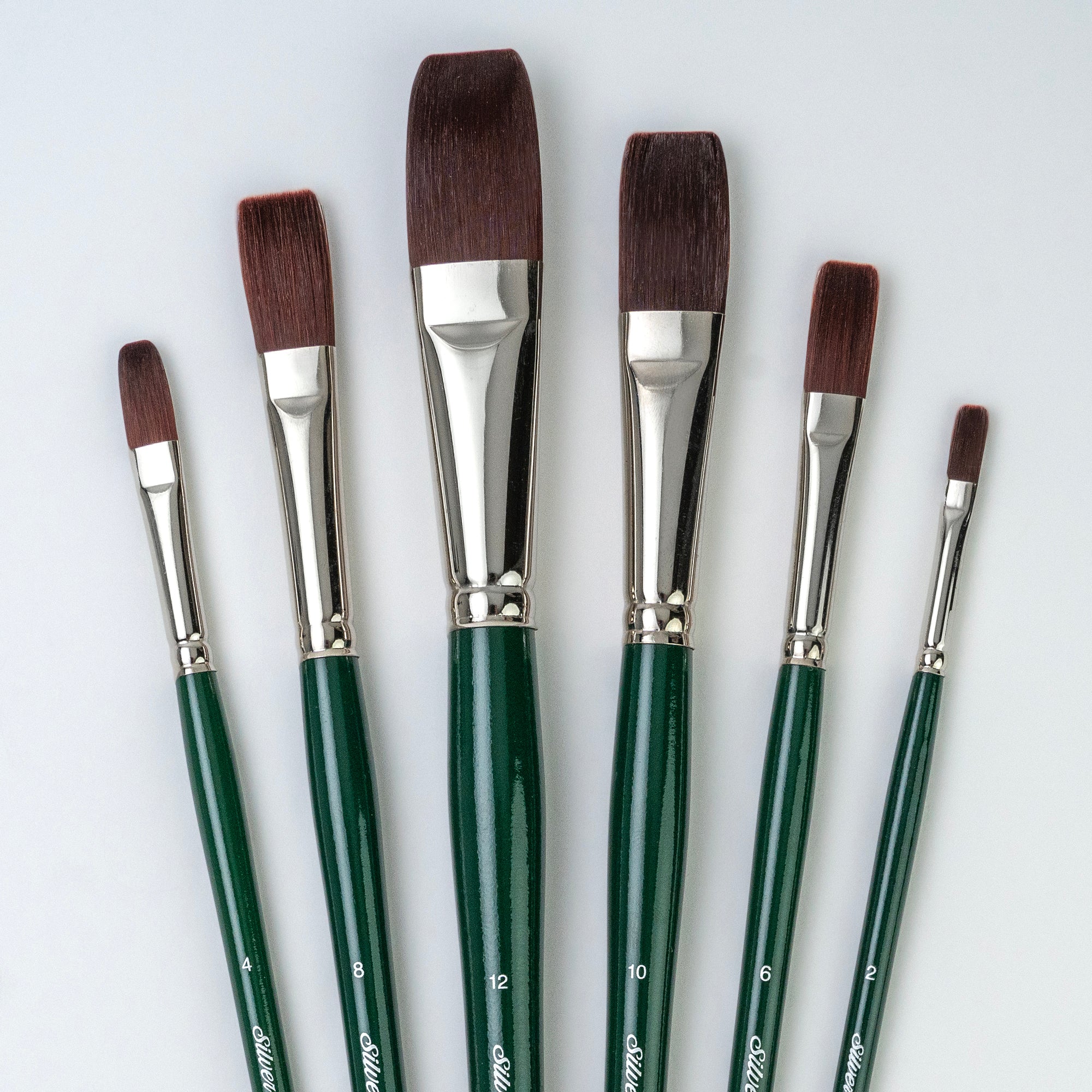 Ruby Satin Long Flats, 6 Brushes
