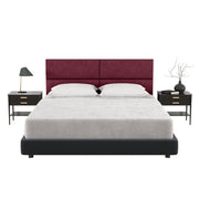 Jaxx Panelist Modern Padded Headboard – Set of 4 Wall Mounted Panels - Queen, Vino Red Microvelvet