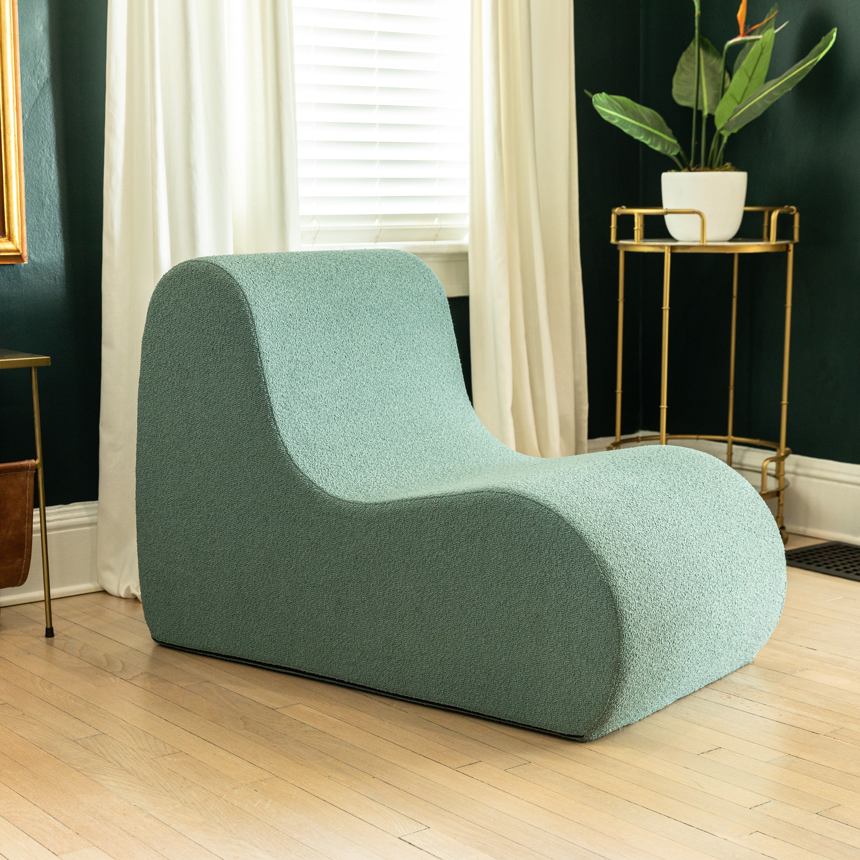 Jaxx Uptown Modern Armless Accent Chair, Boucle Green