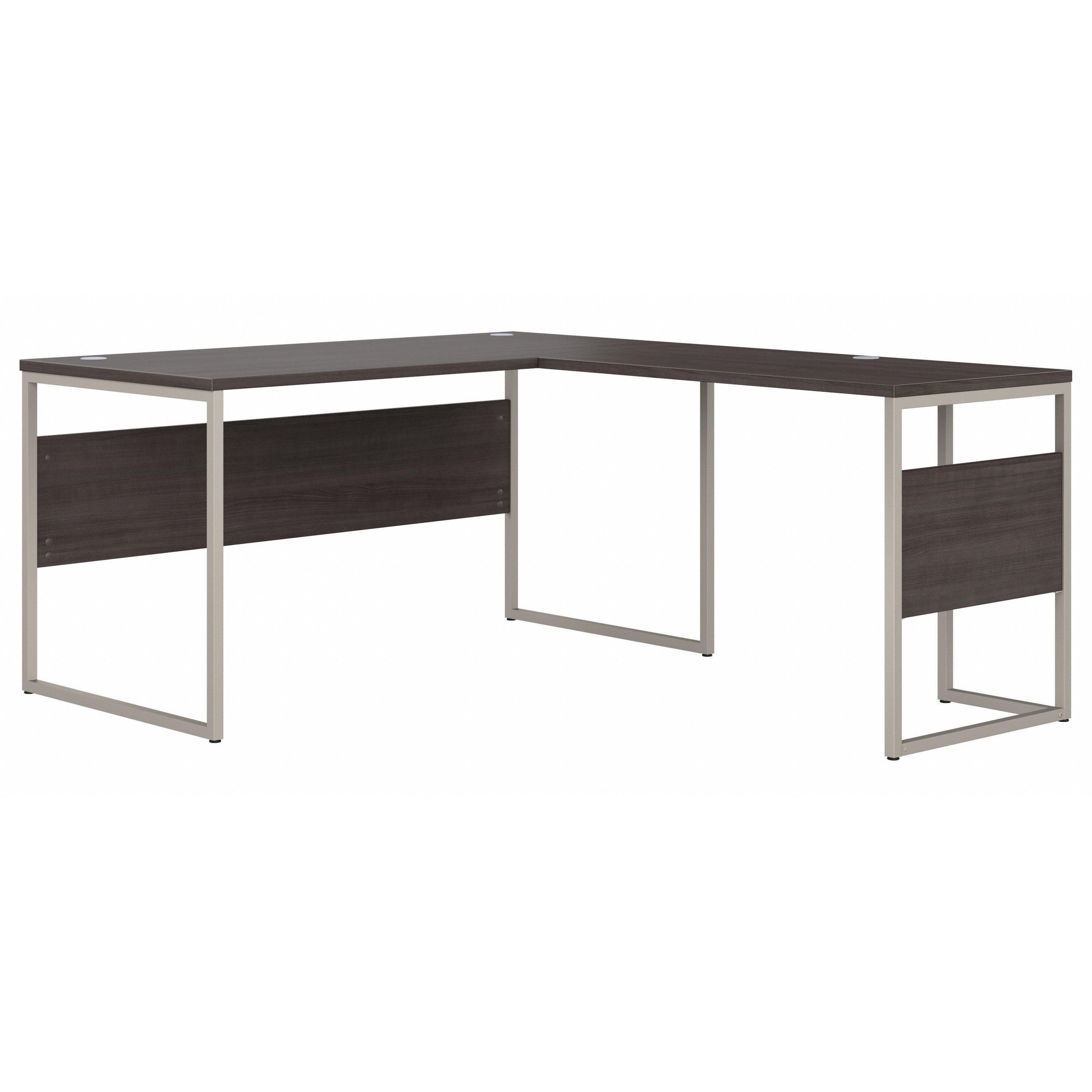 Bush Business Furniture Hybrid 60W x 30D L Shaped Table Desk with Metal Legs in Storm Gray - 59.45" Width x 71.34" Depth x 29.91" Height