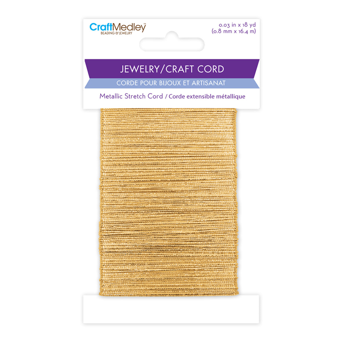 GLD METALLIC STRETCH CORD 08MM 18YD