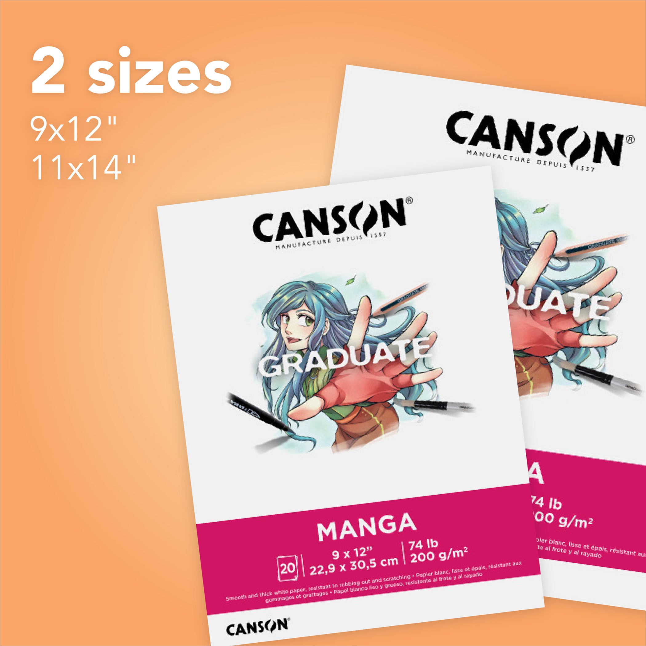 Graduate Manga Pad, Foldover Binding, 20 Sheet, 11x14 inch, 1 Count