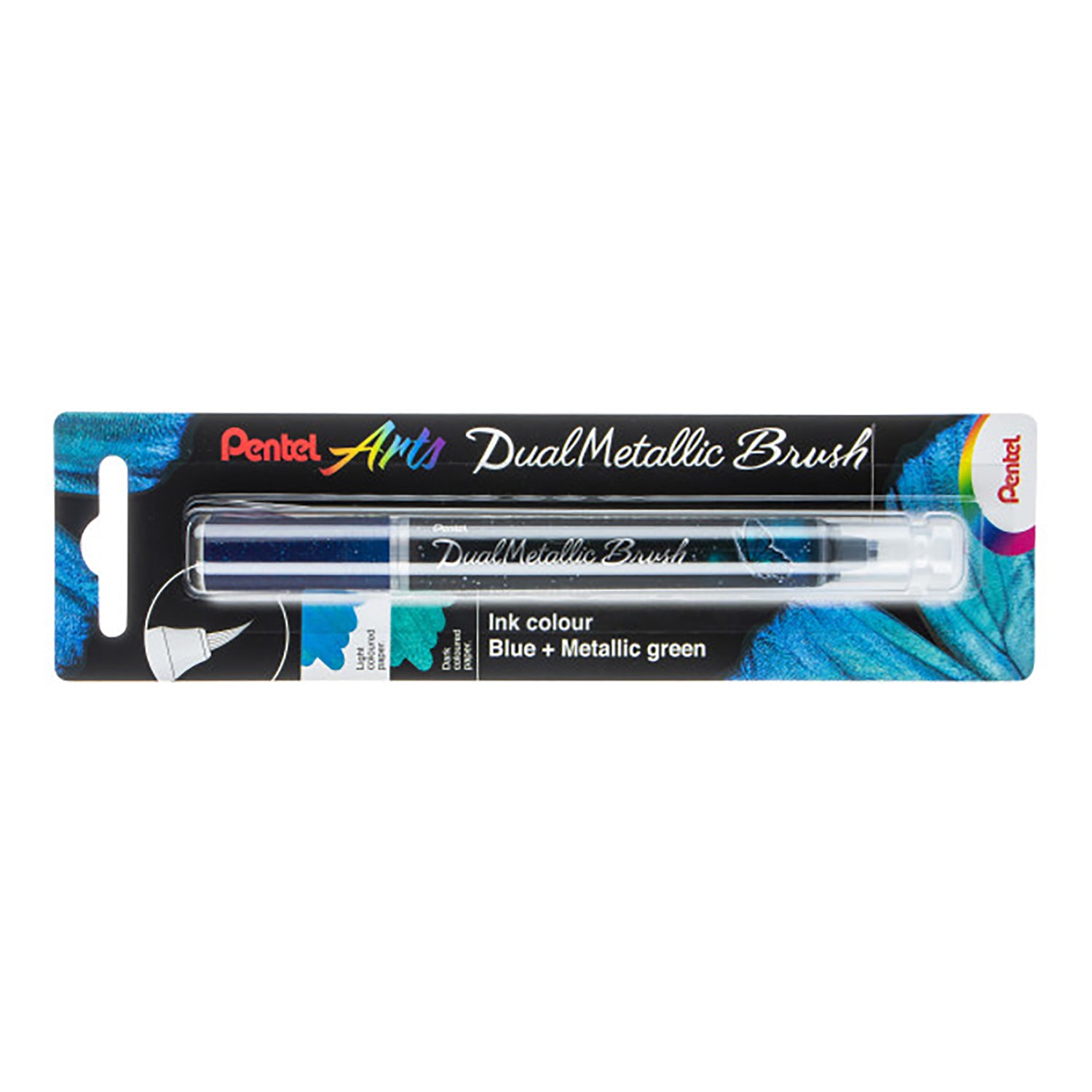 DualMetallic Brush, Blue/Metallic Green Ink
