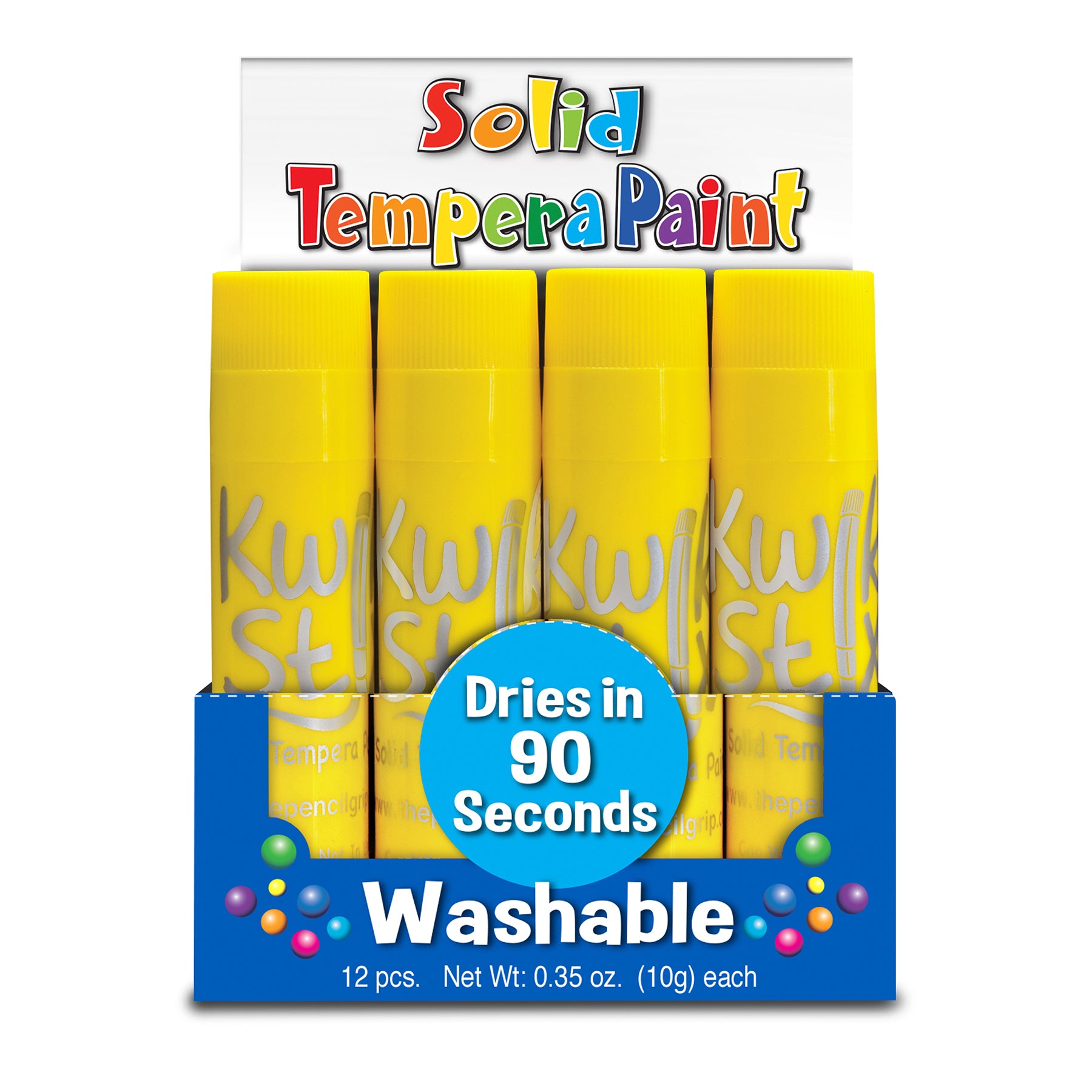 Solid Tempera Paint Sticks, Single Color Pack, Yellow, Pack of 12